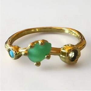 SALE TODAY Monica Vinader 18k Vermeil & Turquoise Aquamarine Rock Crystal Size 8